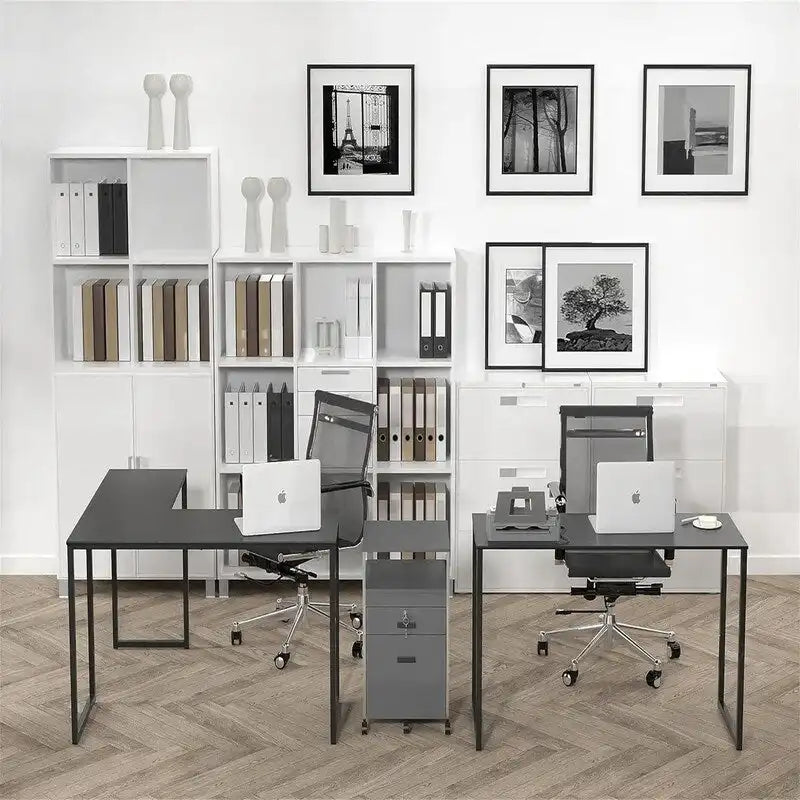 Rolling File Cabinet with 2 Drawers and Open Shelf, Lockable Mobile Storage