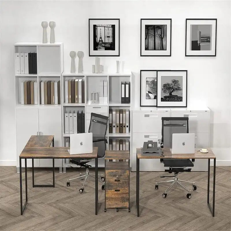 Rolling File Cabinet with 2 Drawers and Open Shelf, Lockable Mobile Storage