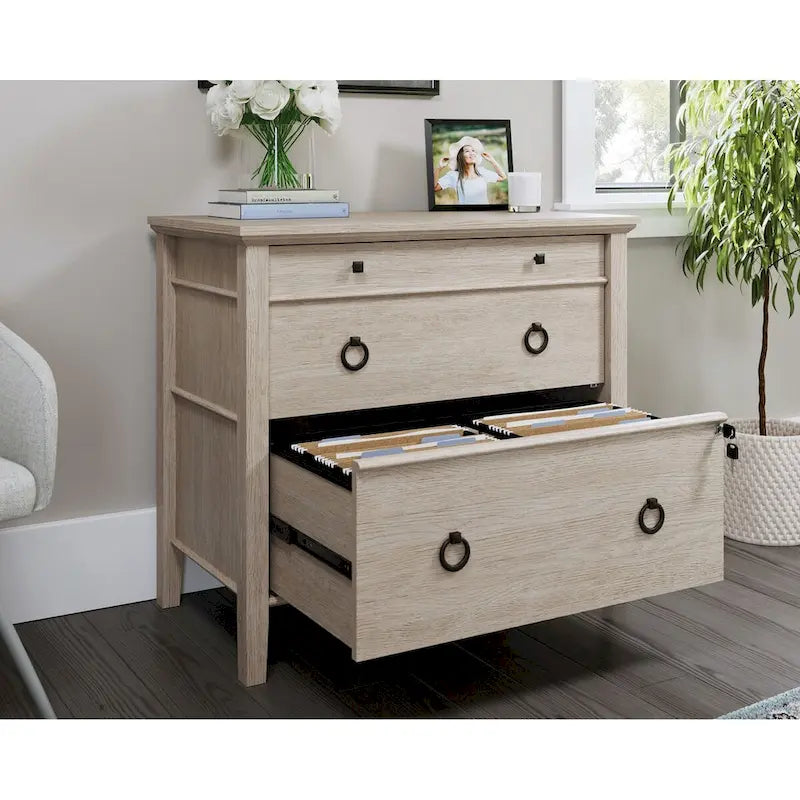 2-Drawer Lateral File Cabinet with Lock, Oak Finish