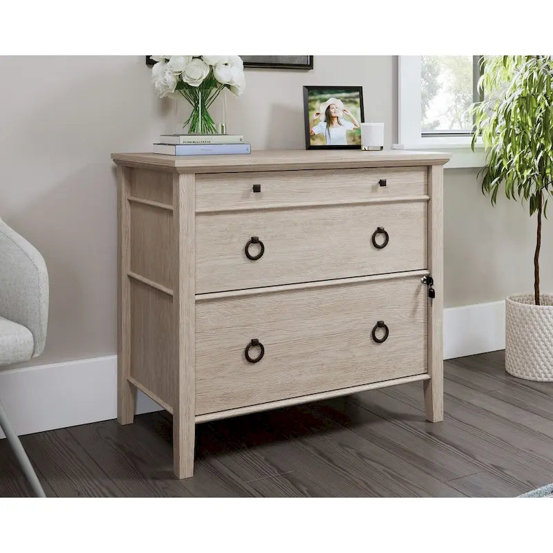 2-Drawer Lateral File Cabinet with Lock, Oak Finish