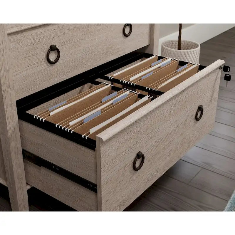 2-Drawer Lateral File Cabinet with Lock, Oak Finish