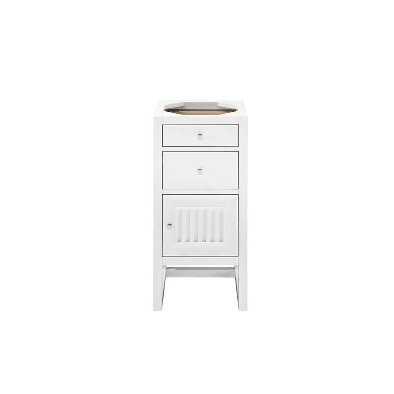 Glossy White Bathroom Vanity Cabinet with Drawers and Door
