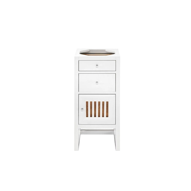 Glossy White Bathroom Vanity Cabinet with Drawers and Door