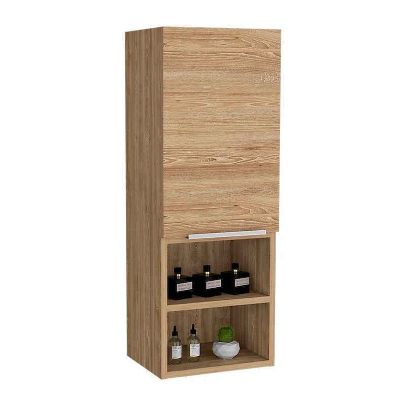 Pine-Finish Medicine Cabinet with Two Interior Shelves