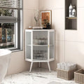 Modern Bathroom Corner Storage Cabinet with Glass Doors
