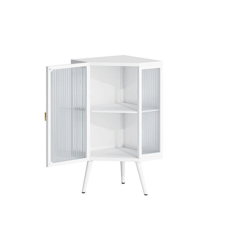 Modern Bathroom Corner Storage Cabinet with Glass Doors