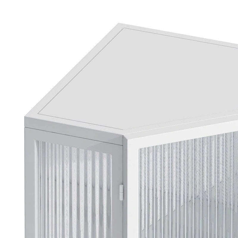 Modern Bathroom Corner Storage Cabinet with Glass Doors