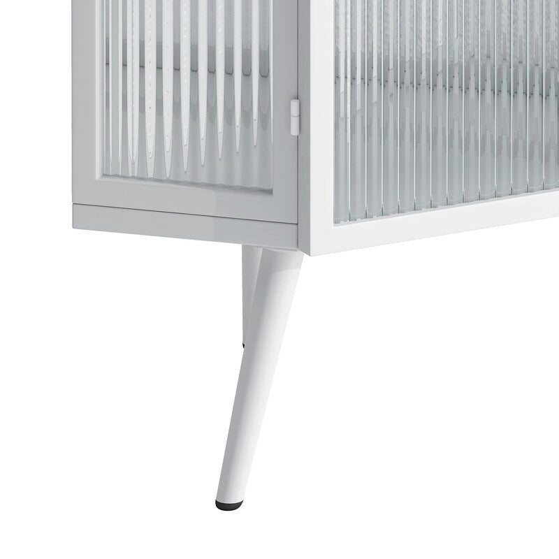 Modern Bathroom Corner Storage Cabinet with Glass Doors