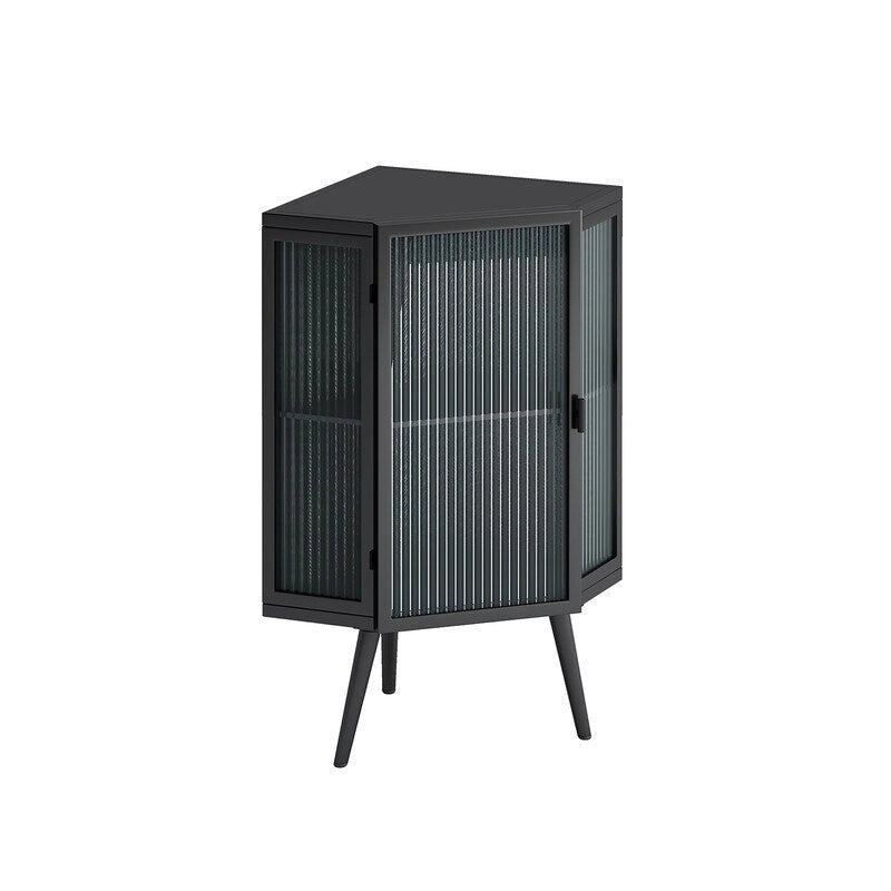 Modern Bathroom Corner Storage Cabinet with Glass Doors