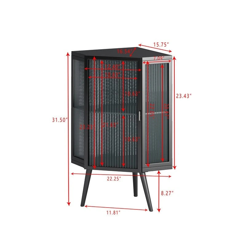 Modern Bathroom Corner Storage Cabinet with Glass Doors
