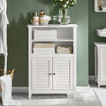 White Floor Standing Bathroom Storage Cabinet with Adjustable Shelf and 2 Open Shelves