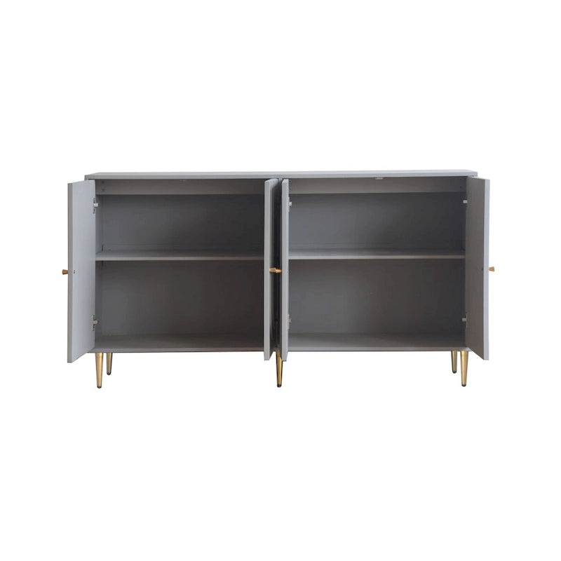 59.8W Matte Gray 4 Door Wooden Sideboard Buffet with Gold Handles