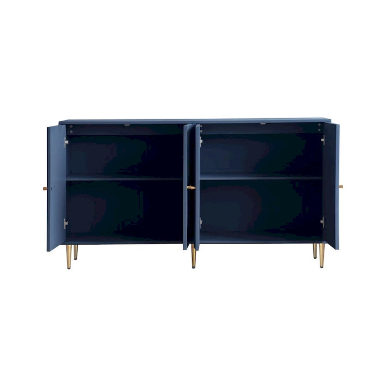59.8W Matte Gray 4 Door Wooden Sideboard Buffet with Gold Handles