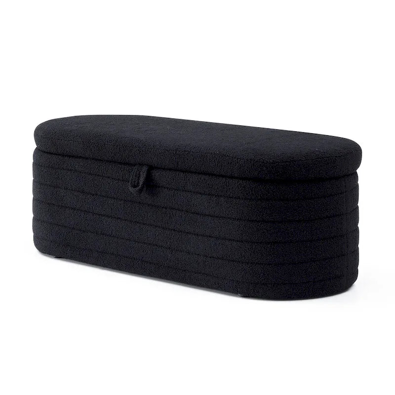 End-of-Bed Sherpa Upholstered Storage Bench Ottoman