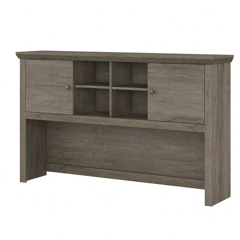 Moderner Schrankaufsatz für das Homeoffice mit geschlossenen Stauraumschränken und verstellbaren Fächern